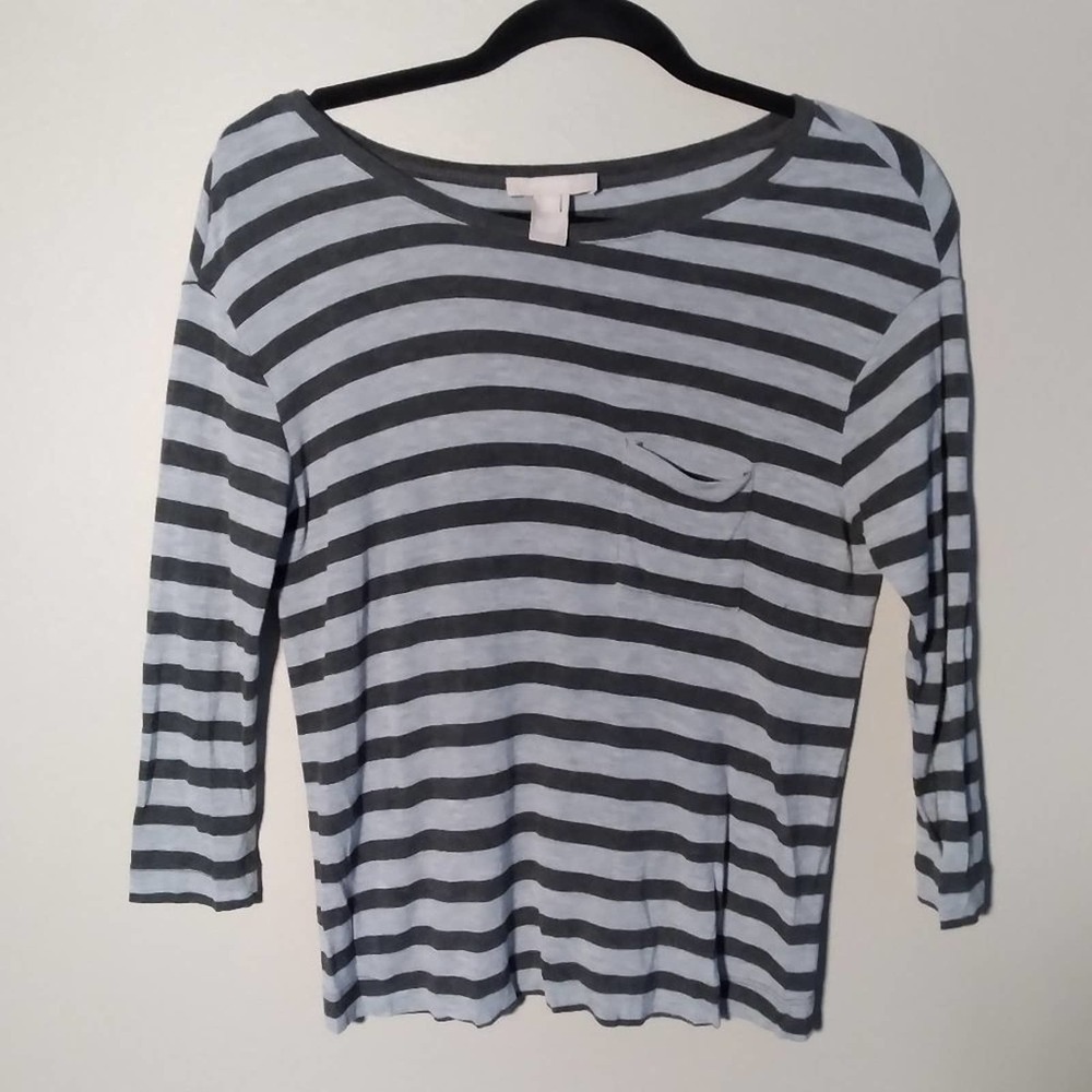 🦋 joan Vass Striped 3/4 Sleeve Casual Top T-Shirt